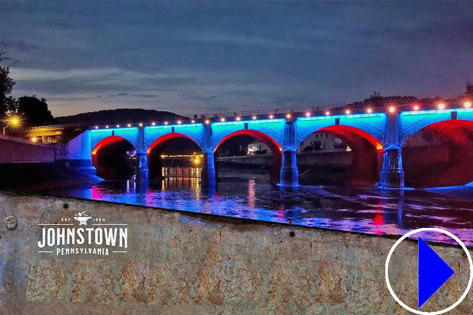 johnstown stone bridge at night